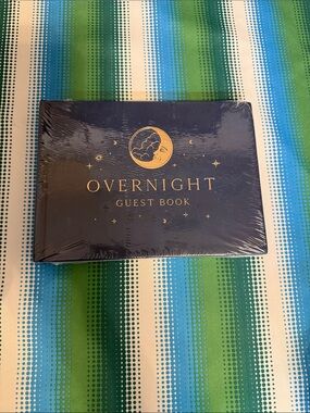 Overnight Guest Book - Navy and Gold Hardcover